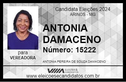 Candidato ANTONIA DAMACENO 2024 - ARINOS - Eleições