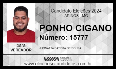 Candidato PONHO CIGANO 2024 - ARINOS - Eleições