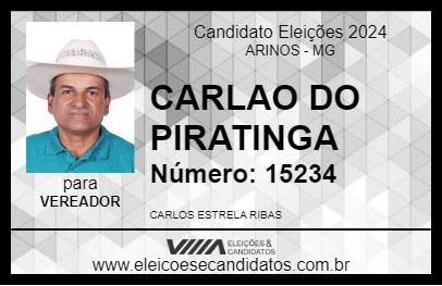 Candidato CARLAO DO PIRATINGA 2024 - ARINOS - Eleições