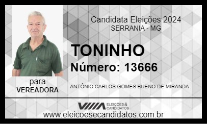 Candidato TONINHO 2024 - SERRANIA - Eleições