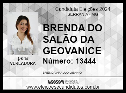 Candidato BRENDA DO SALÃO DA GEOVANICE 2024 - SERRANIA - Eleições