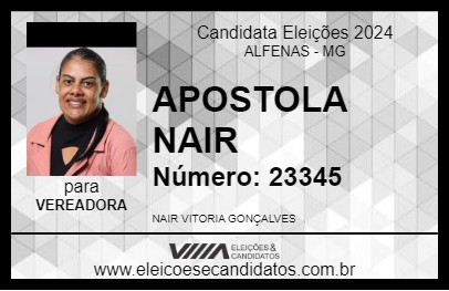 Candidato APOSTOLA NAIR 2024 - ALFENAS - Eleições