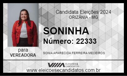 Candidato SONINHA 2024 - ORIZÂNIA - Eleições