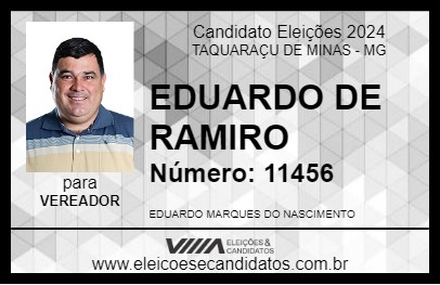 Candidato EDUARDO DE RAMIRO 2024 - TAQUARAÇU DE MINAS - Eleições