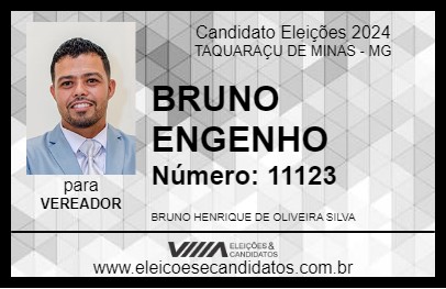 Candidato BRUNO DO ENGENHO 2024 - TAQUARAÇU DE MINAS - Eleições