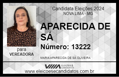 Candidato APARECIDA DE SÁ 2024 - NOVA LIMA - Eleições