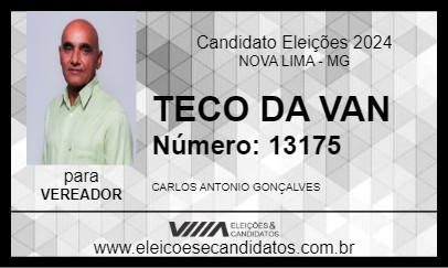 Candidato TECO DA VAN 2024 - NOVA LIMA - Eleições