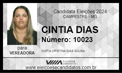 Candidato CINTIA DIAS 2024 - CAMPESTRE - Eleições