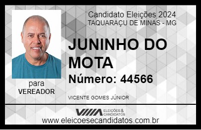 Candidato JUNINHO DO MOTA 2024 - TAQUARAÇU DE MINAS - Eleições