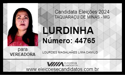 Candidato LURDINHA 2024 - TAQUARAÇU DE MINAS - Eleições