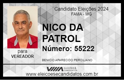 Candidato NICO DA PATROL 2024 - FAMA - Eleições