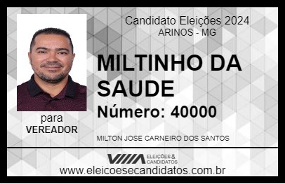 Candidato MILTINHO DA SAUDE 2024 - ARINOS - Eleições