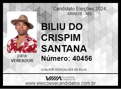 Candidato BILIU DO CRISPIM SANTANA 2024 - ARINOS - Eleições