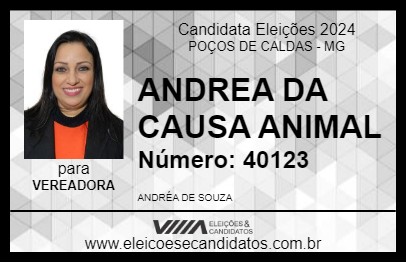 Candidato ANDREA DA CAUSA ANIMAL 2024 - POÇOS DE CALDAS - Eleições