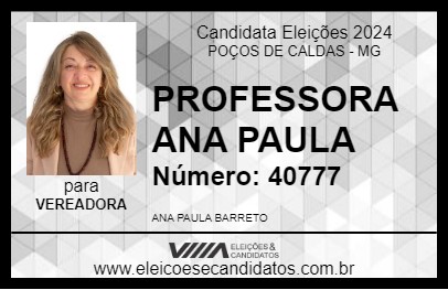 Candidato PROFESSORA ANA PAULA 2024 - POÇOS DE CALDAS - Eleições