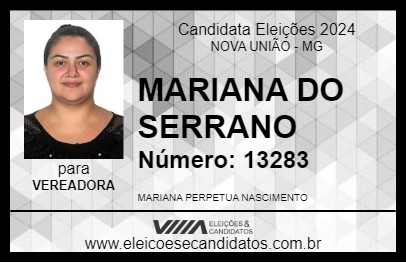 Candidato MARIANA DO SERRANO 2024 - NOVA UNIÃO - Eleições