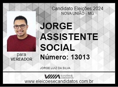 Candidato JORGE ASSISTENTE SOCIAL 2024 - NOVA UNIÃO - Eleições