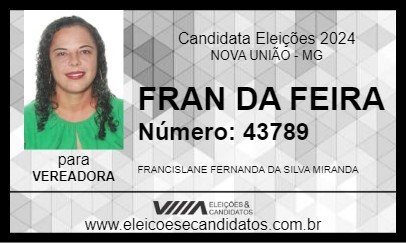 Candidato FRAN DA FEIRA 2024 - NOVA UNIÃO - Eleições