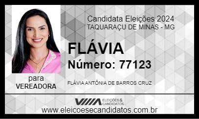 Candidato FLÁVIA 2024 - TAQUARAÇU DE MINAS - Eleições