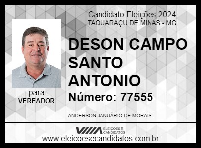 Candidato DERSON DO AMARO 2024 - TAQUARAÇU DE MINAS - Eleições