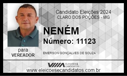 Candidato NENÉM  2024 - CLARO DOS POÇÕES - Eleições