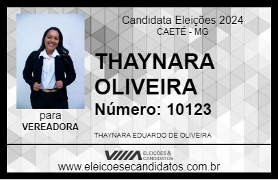 Candidato THAYNARA OLIVEIRA  2024 - CAETÉ - Eleições