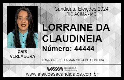 Candidato LORRAINE DA CLAUDINEIA 2024 - RIO ACIMA - Eleições