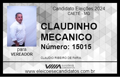 Candidato CLAUDINHO MECANICO 2024 - CAETÉ - Eleições