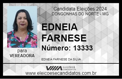 Candidato EDNEIA FARNESE 2024 - CONGONHAS DO NORTE - Eleições