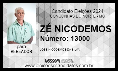 Candidato ZÉ NICODEMOS 2024 - CONGONHAS DO NORTE - Eleições