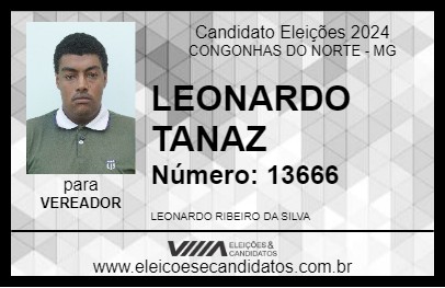 Candidato LEONARDO TANAZ 2024 - CONGONHAS DO NORTE - Eleições