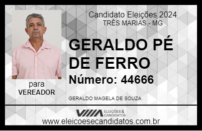 Candidato GERALDO PÉ DE FERRO 2024 - TRÊS MARIAS - Eleições