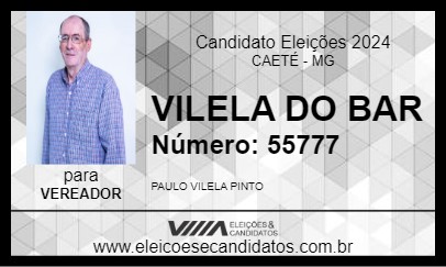 Candidato VILELA DO BAR 2024 - CAETÉ - Eleições