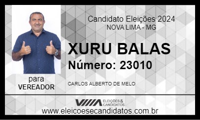 Candidato XURU BALAS 2024 - NOVA LIMA - Eleições