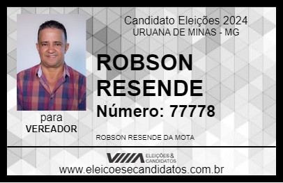 Candidato ROBSON RESENDE 2024 - URUANA DE MINAS - Eleições