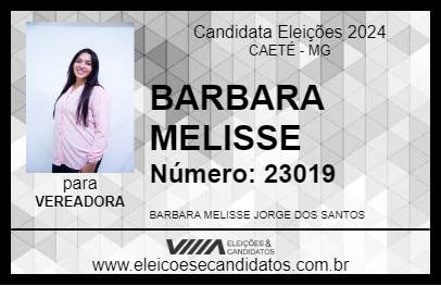 Candidato BARBARA MELISSE 2024 - CAETÉ - Eleições