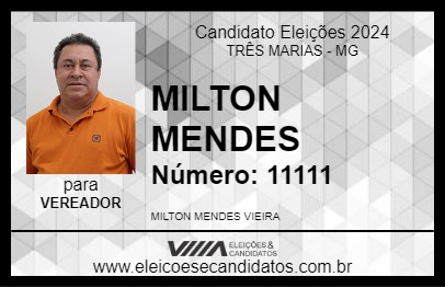 Candidato MILTON MENDES 2024 - TRÊS MARIAS - Eleições