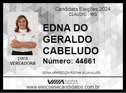 Candidato EDNA DO GERALDO CABELUDO 2024 - CLÁUDIO - Eleições