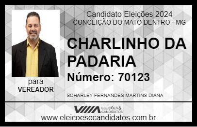 Candidato CHARLINHO DA PADARIA 2024 - CONCEIÇÃO DO MATO DENTRO - Eleições