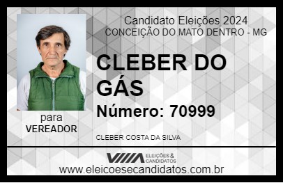 Candidato CLEBER DO GÁS 2024 - CONCEIÇÃO DO MATO DENTRO - Eleições