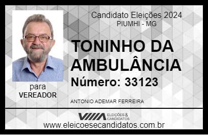 Candidato TONINHO DA AMBULÂNCIA 2024 - PIUMHI - Eleições