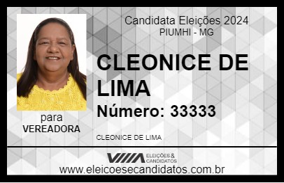 Candidato CLEONICE DE LIMA 2024 - PIUMHI - Eleições