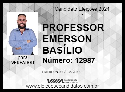 Candidato PROFESSOR EMERSON BASÍLIO 2024 - GUARANÉSIA - Eleições