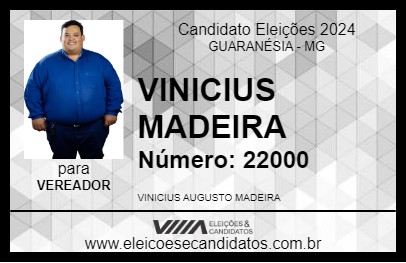 Candidato VINICIUS MADEIRA 2024 - GUARANÉSIA - Eleições