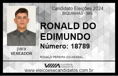 Candidato RONALD DO EDIMUNDO 2024 - BIQUINHAS - Eleições