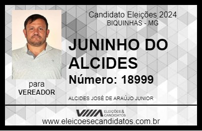 Candidato JUNINHO DO ALCIDES 2024 - BIQUINHAS - Eleições