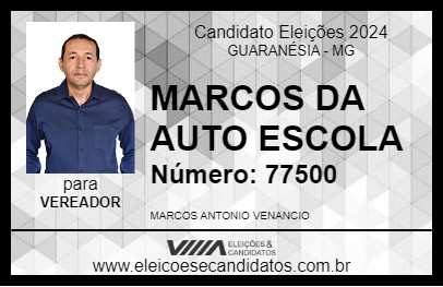 Candidato MARCOS DA AUTO ESCOLA 2024 - GUARANÉSIA - Eleições