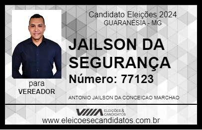 Candidato JAILSON DA SEGURANÇA 2024 - GUARANÉSIA - Eleições