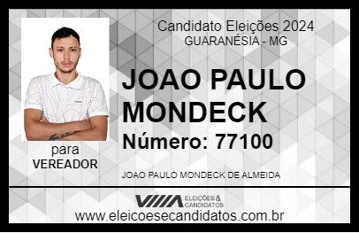 Candidato JOAO PAULO MONDECK 2024 - GUARANÉSIA - Eleições