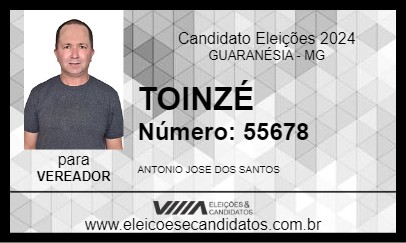 Candidato TOINZÉ 2024 - GUARANÉSIA - Eleições